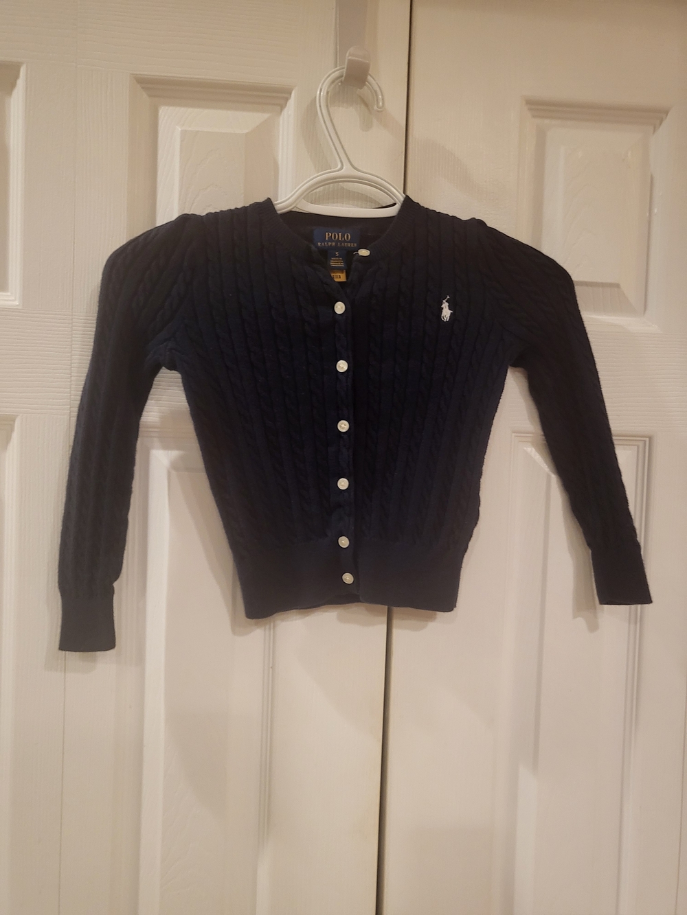 Polo Ralph Lauren Girls Cable-Knit Cotton Cardigan - Navy - Size 5